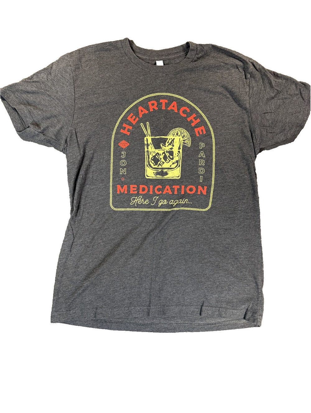 Jon Pardi Heartache Medication Tour T Shirt Unisex M Charcoal Gray Country Tee